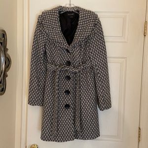 Chime black white hounds tooth pea coat medium NWOT